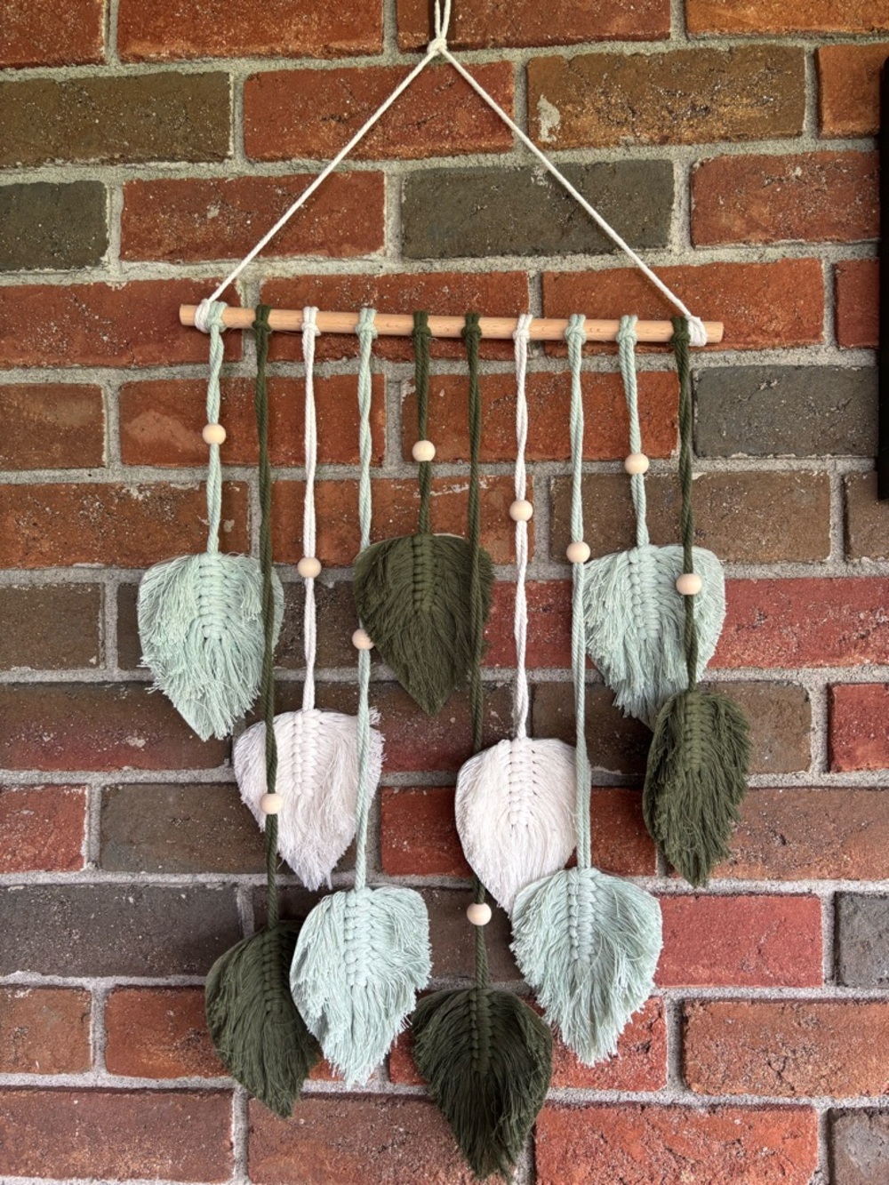 Macrame Leaf Wall Hanging - Sage, Olive, Cream